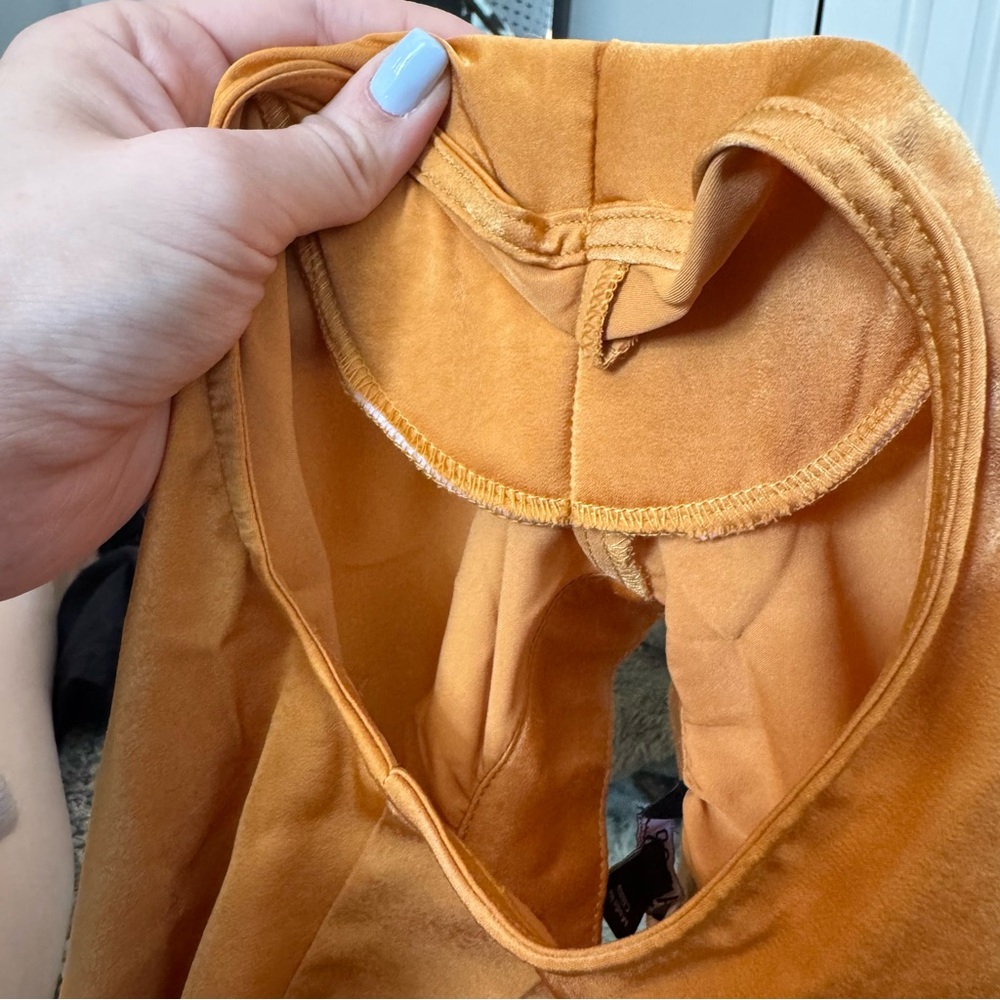 NWT Gold Satin High Neck Blouse - Picture 6 of 6